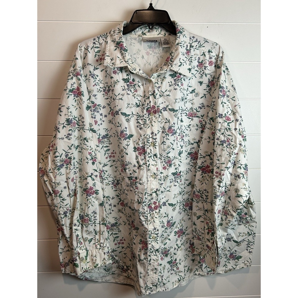 Women's‎ Vtg Gitano Long Sleeve Button Up Shirt Sz 26W Floral 100% Cotton